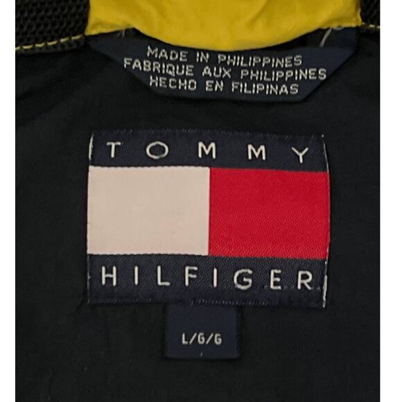 VTG Tommy Hilfiger Sailing Gear 1/4 Zip Hooded Pullover Anorak Green Blue Large - Picture 9 of 12